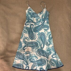 JCrew Blue & White Paisley Midi Dress